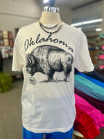 Oklahoma Buffalo Tee White Crew Neck