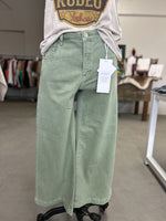 Risen Jeans | Olive Tummy Control Mid-Rise Crop with Adjustable Waist Band [PWC21057]