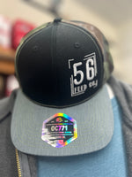 56 Feed Co | Outdoor Cap Black/Camo/Grey with White Logo Adjustable Snapback Trucker Cap [OC771]