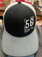 56 Feed Co | Outdoor Cap Black/White/Grey with White Logo Adjustable Snapback Trucker Cap [OC771]