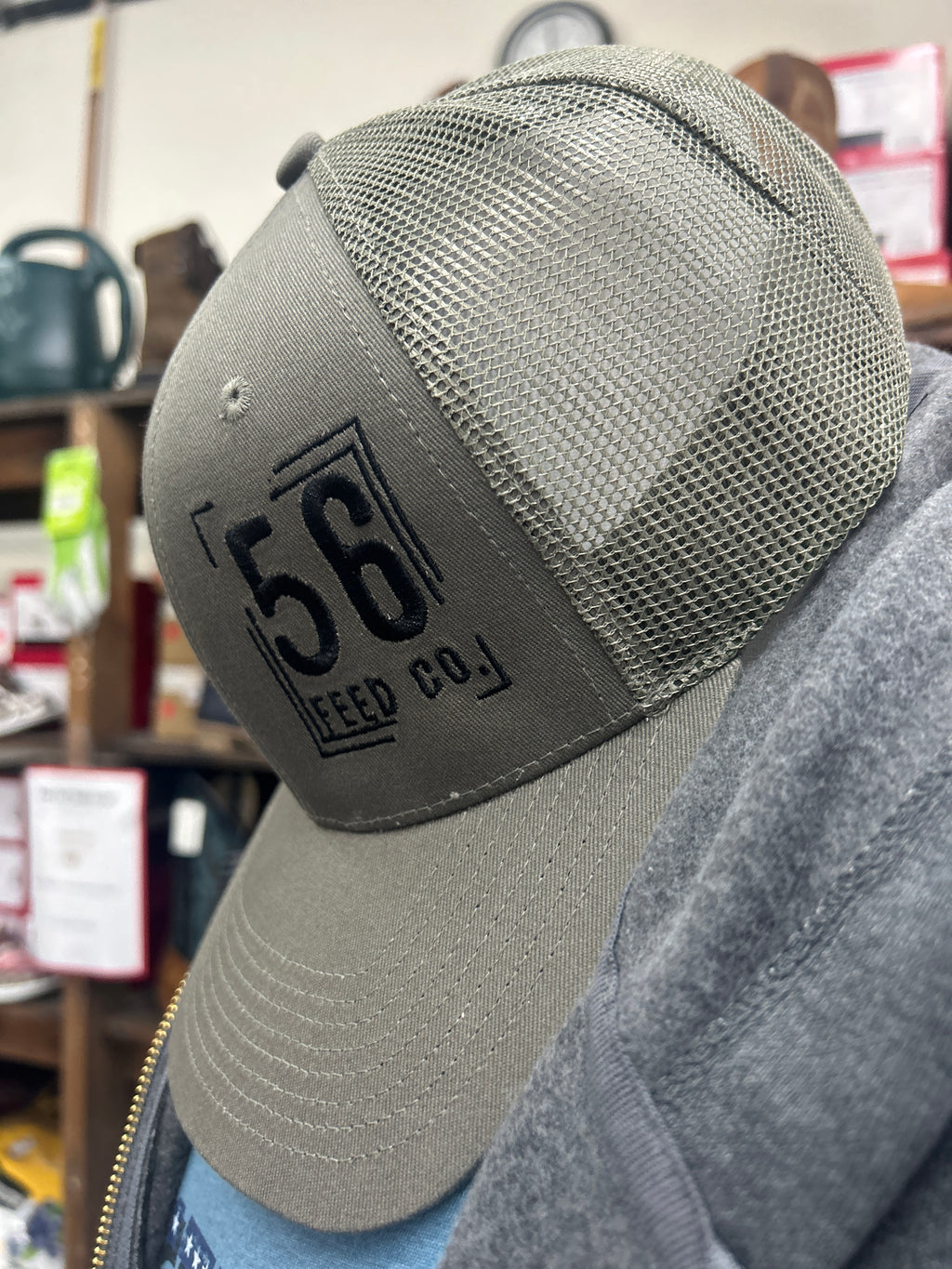 56 Feed Co | Outdoor Cap Olive/Olive with Black Logo Adjustable Snapback Trucker Cap [OC771]