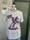 Texas True Threads | Patriotic Cowboy White Fleck Crew Neck Tee