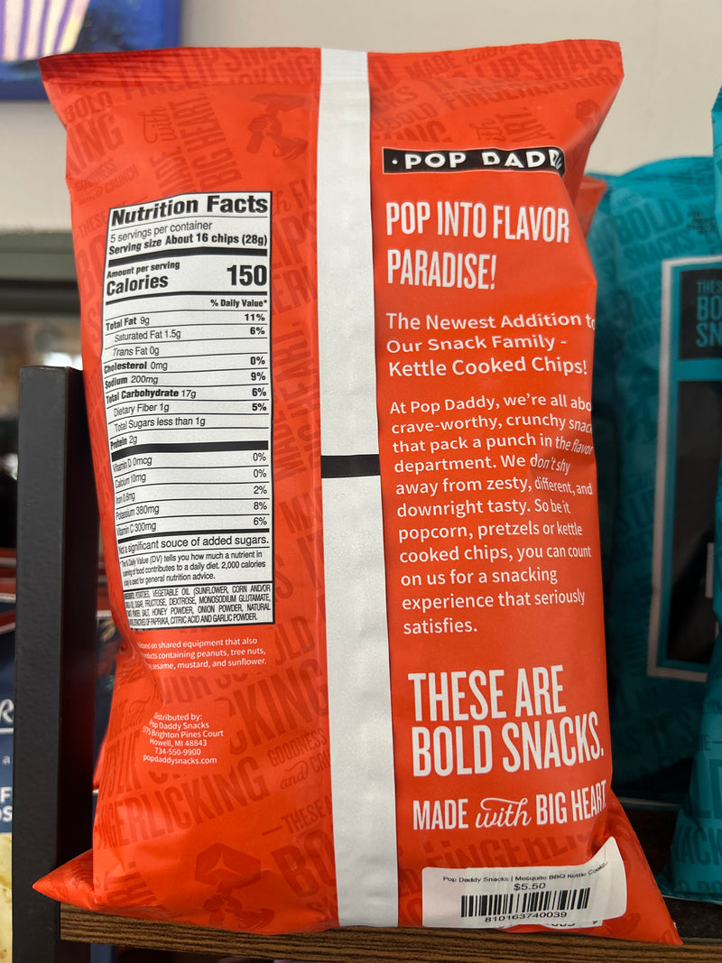 Pop Daddy Snacks | Mesquite BBQ Kettle Cooked Potato Chips 5.0 oz