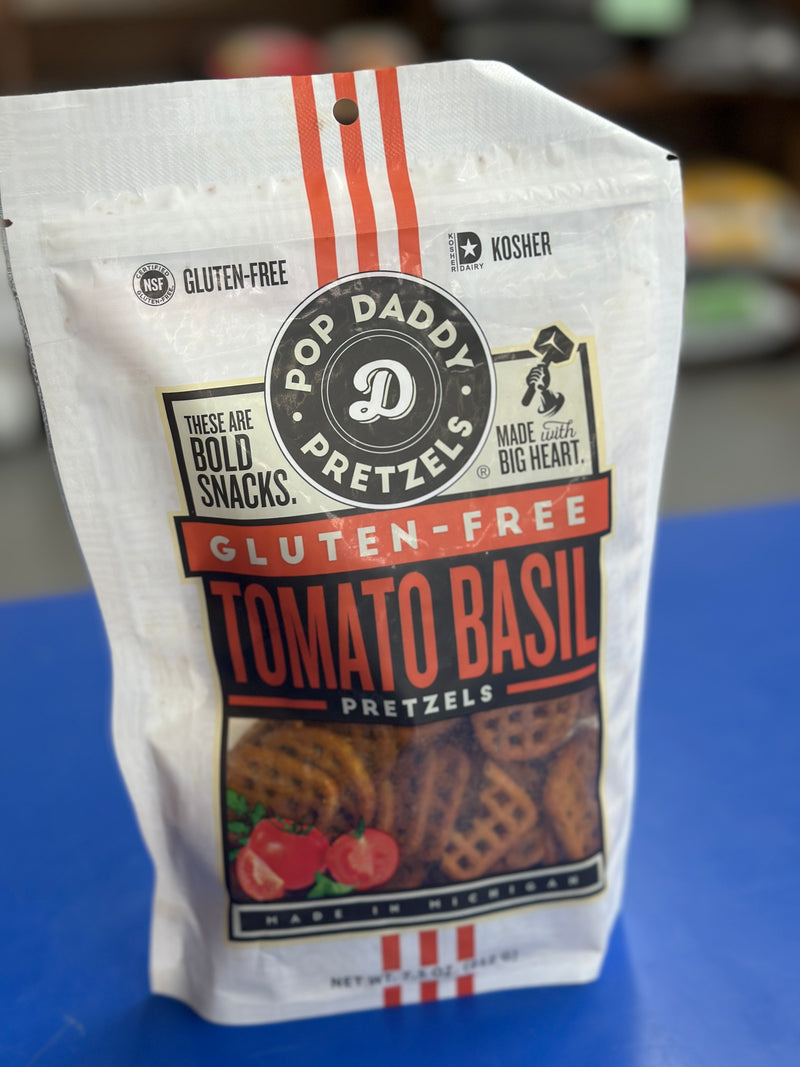 Pop Daddy Snacks | Gluten Free Tomato Basil Pretzels [7.5 oz]