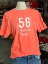 56 Feed Co | Adult Neon Coral Washed Garment Dyed Tee