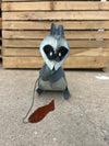 Fishing Raccoon Metal Art