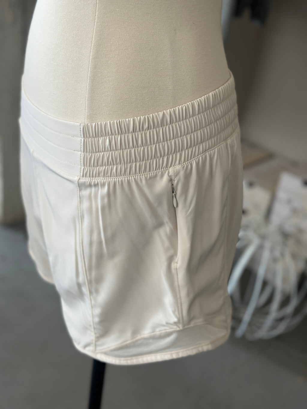Rae Mode | Women's White Pearl Active Short with Mesh