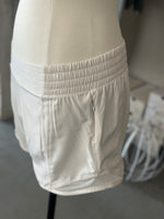 Rae Mode | Women's White Pearl Active Short with Mesh