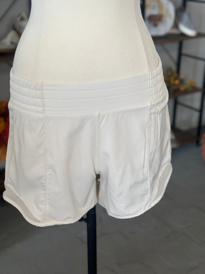 Rae Mode | Women's White Pearl Active Short with Mesh
