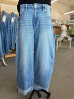 Mica Denim | Super High Raw Hem Cuffed Barrel Leg Jean [MDP-T3592]