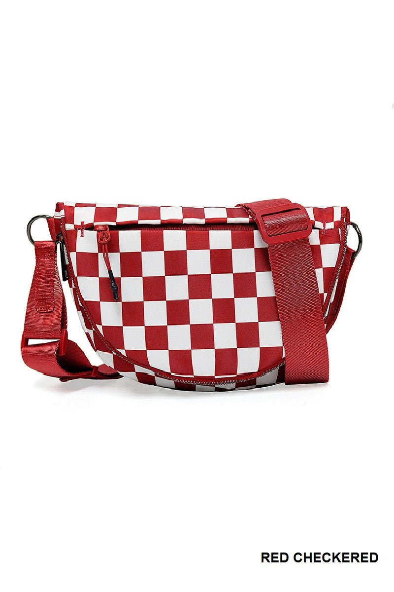 Checkered Nylon Crossbody Bag