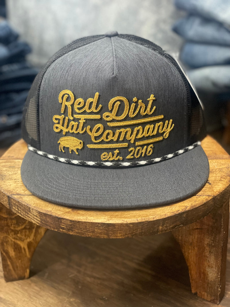 Red Dirt Hat Co Gold Digger Charcoal/Black White/Black Rope  [RDHC383]