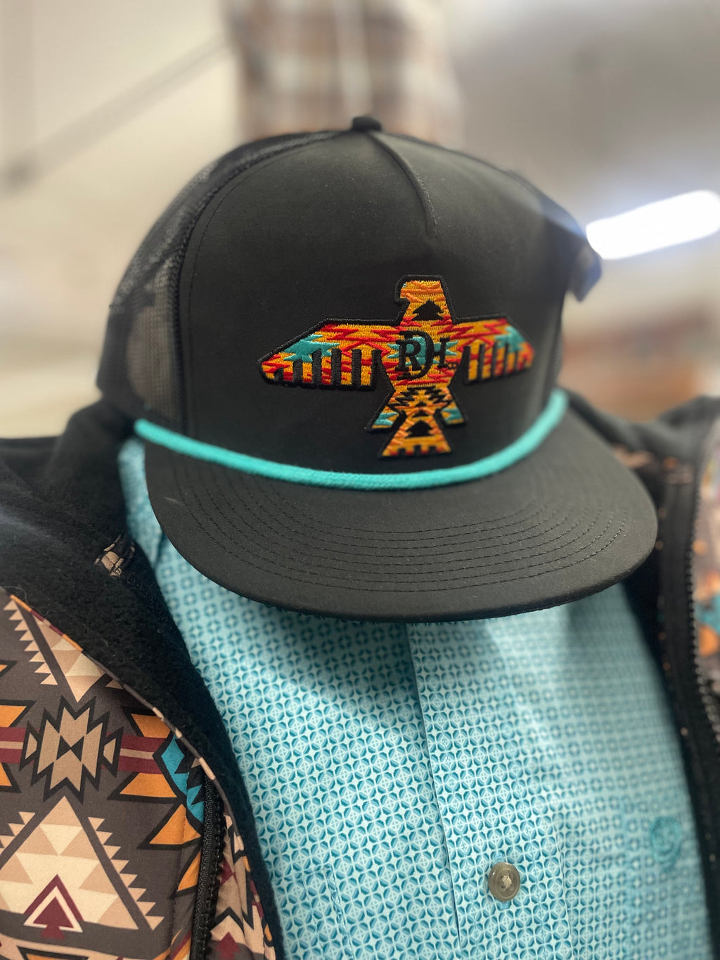 Red Dirt Hat Co Johnny Black/Black Turquoise Rope  [RDHC390]