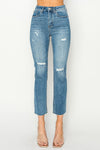 Risen Jeans | High Rise Knee Distressed Slim Straight Jeans [RDP5755]