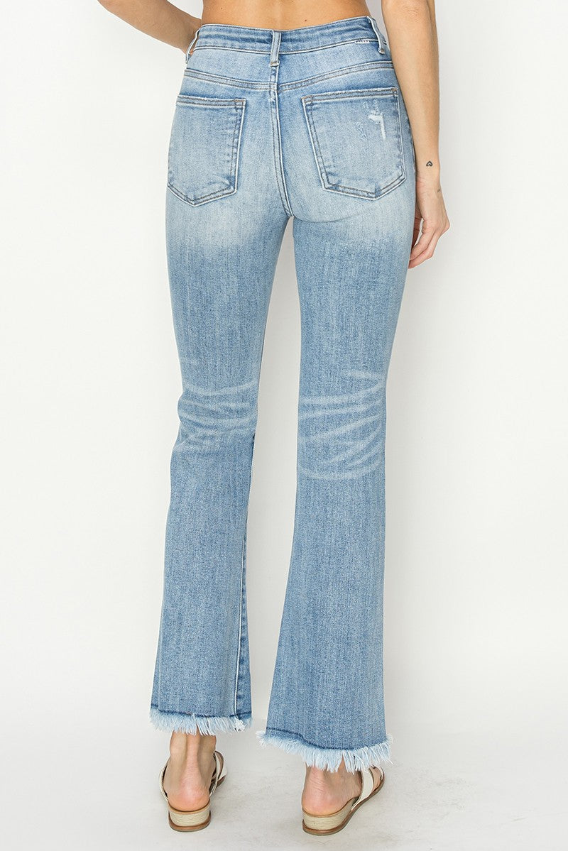 Risen Jeans | High Rise Vintage Frayed Hem Bootcut Jeans [RDP1277]