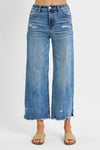 Risen Jeans | Medium High-Rise Crop Wide Leg with Side Slit + Frayed Hem [RDP5590CH]