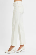 Risen Jeans | White Tummy Control Mid-Rise Ankle Straight Jeans