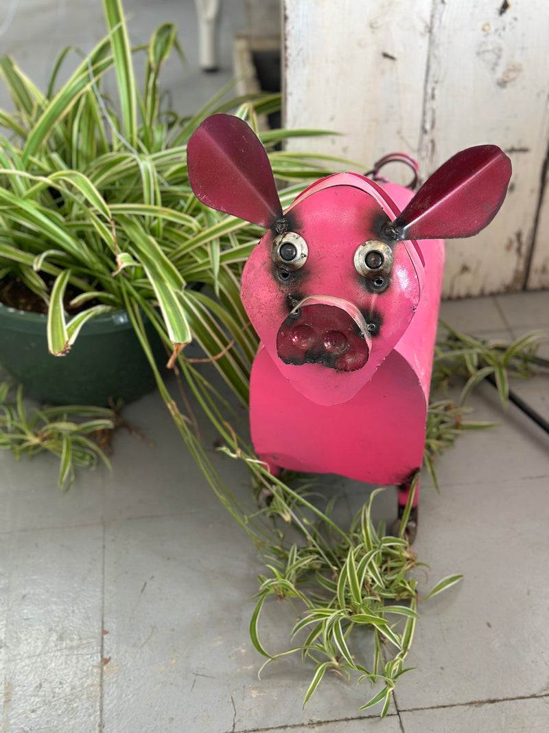 Rosie Pink Pig Garden Metal Art