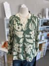 Staccato | Sage Floral Split V-Neck Long Sleeve Blouse