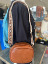 Small Brown Crossbody With Patterned Strap