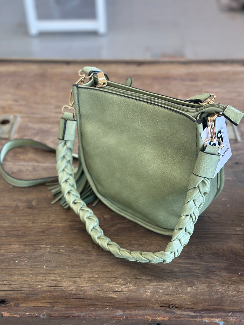 Small Shoulder Purse With Tassel + Braided Strap
