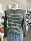Staccato | Dusty Jade Striped Longsleeve Pullover Sweater