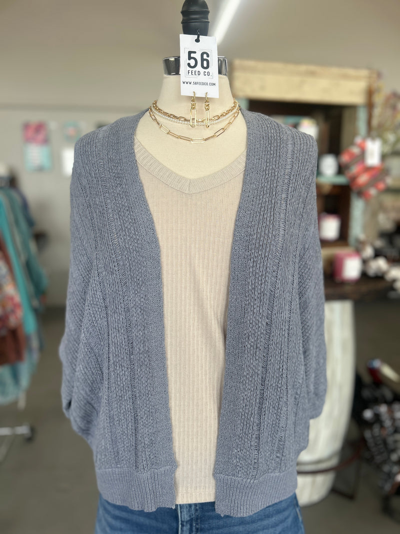 Staccato l Slate Blue 3/4 Sleeve Sweater Cardigan