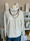 Staccato l Heather Grey Mock Neck Channel Sweatshirt