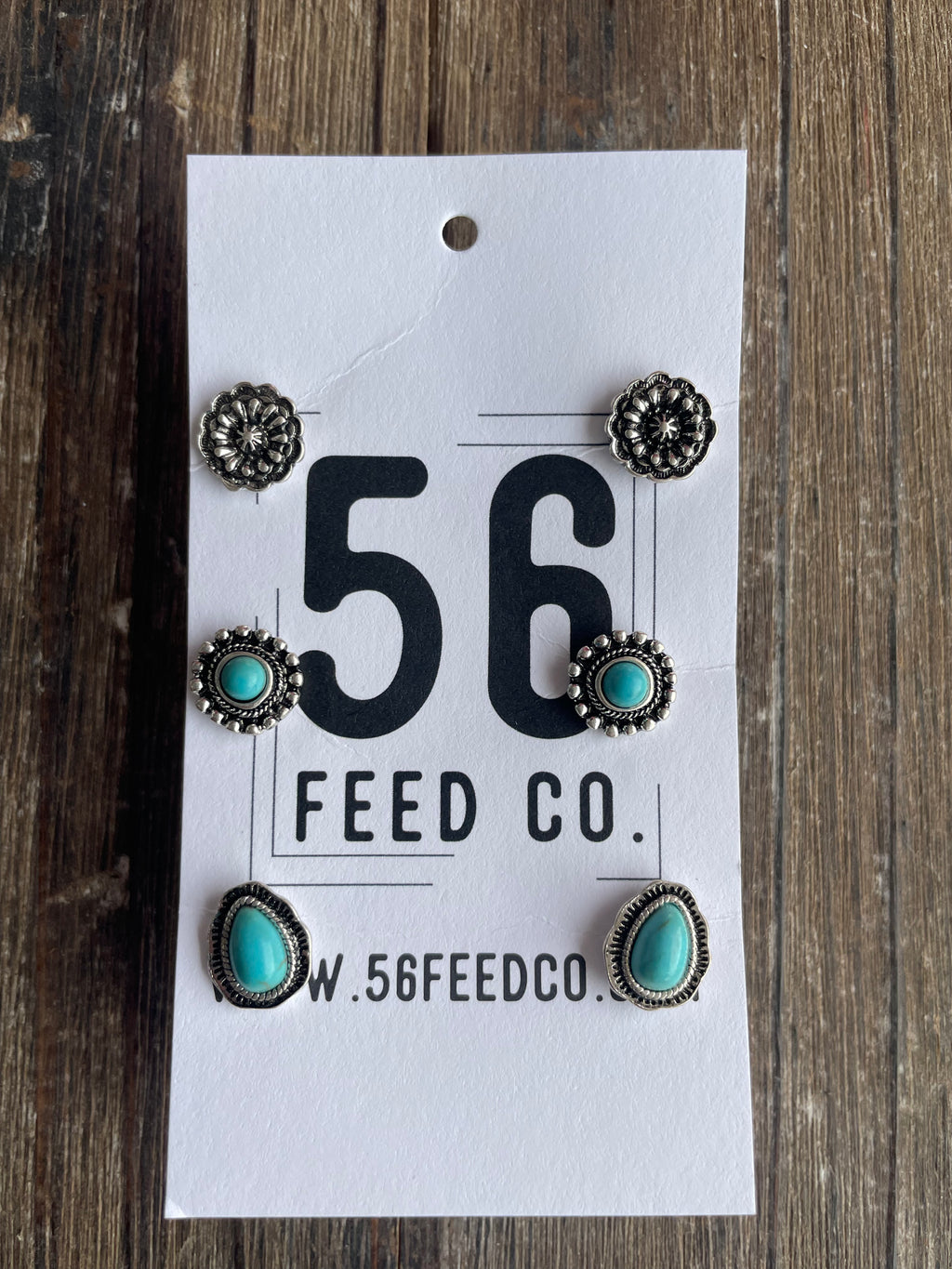 Earrings l Turquoise Small Stud Set of 3