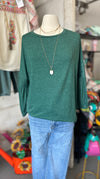 Tickled Teal Women's Green 3/4 Sleeve Casey Top