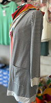 Tickled Teal Women's Skinny Striped Pocket Cardigan