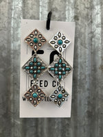 Earring | Turquoise 3 Pendant Alloy Earring