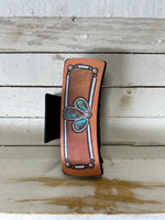 Turquoise Stone Designed Western Faux Leather Hair Claw Clip