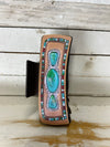 Turquoise Stone Designed Western Faux Leather Hair Claw Clip