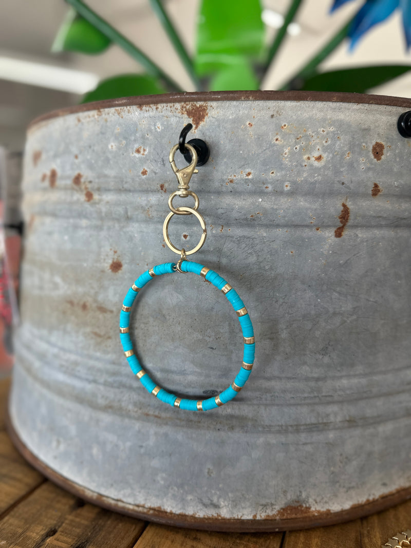 Turquoise + Gold Wristlet Keychain