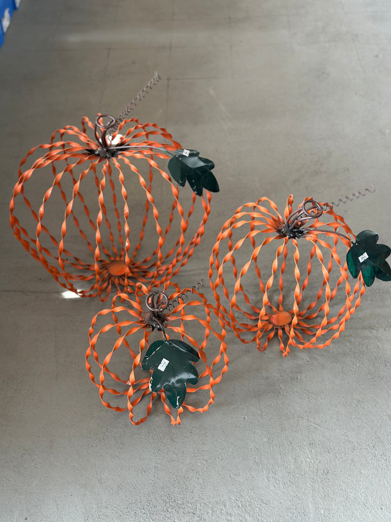 Twisted Wire Orange Pumpkin Metal Art