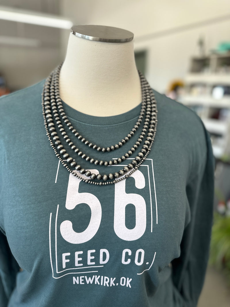 56 Feed Co l Logo Unisex Port & Company Long Sleeve Tee - Nordic Green