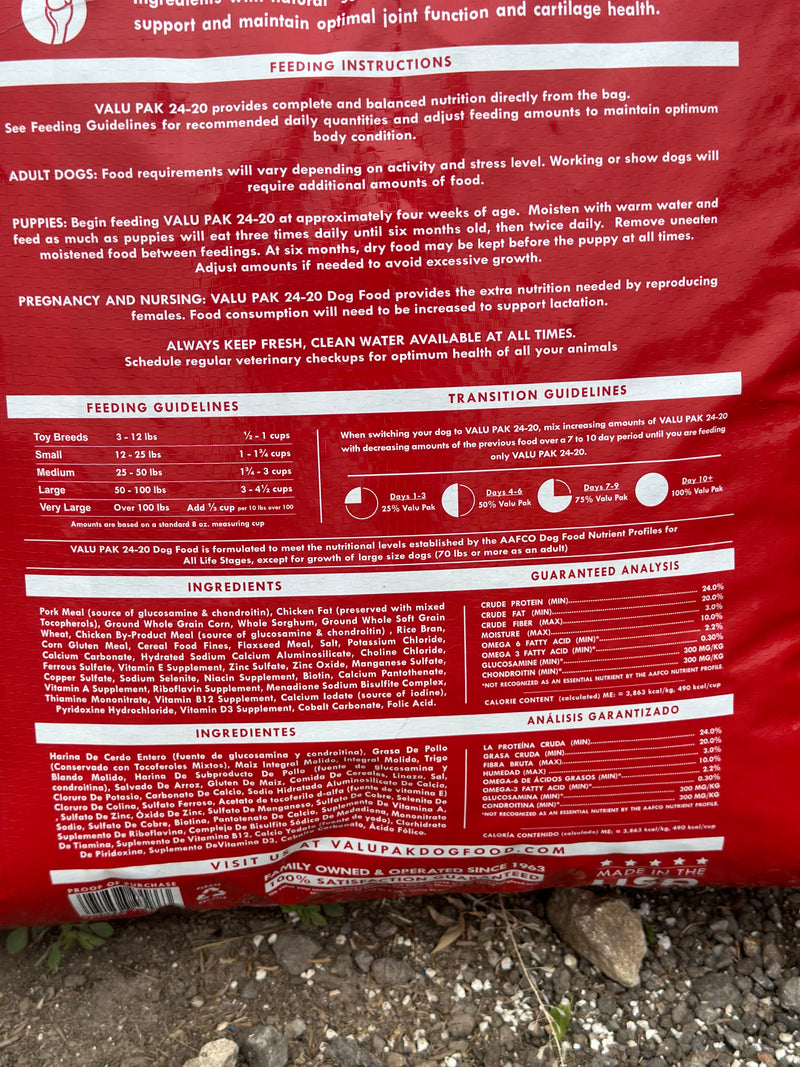 VALU-PAK l Red Bag 24/20 Dog Food