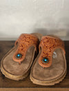 Very G | Tooled Rust Color Cross Band Cushioned Sandal