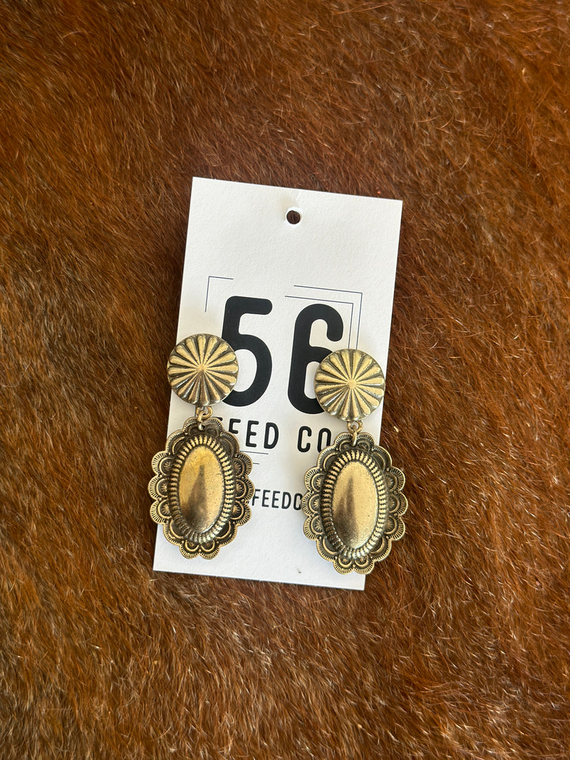 Earring l Western Copper Concho Stud & Oval Earring