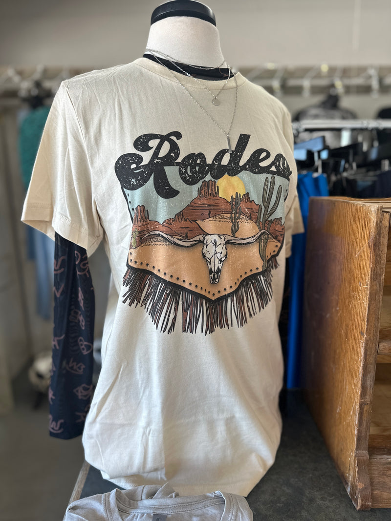 Women's Western Retro Rodeo Cream Crew Neck T-Shirt