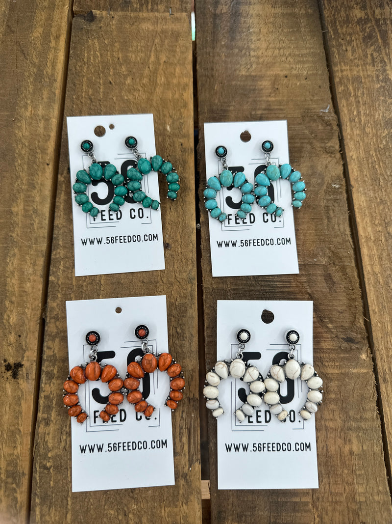 Earring | Western Squash Blossom Stone Dangle Earrings