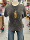 Women's Ash Black Mineral Washed Short Sleeve Crew Neck Top