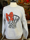 Women's Ash Grey Basketball Bow Sweatshirt