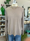 Women's Ash Mocha Ribbed Hacci Drop Shoulder Sweater