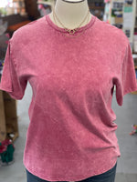 Women's Ash Pink Mineral Washed Short Sleeve Crew Neck Top