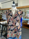 Women's Black Embroidered Tunic Short Sleeve Top