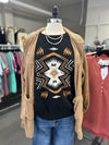 Women's Black Mineral Wash Aztec Graphic Sweatshirt