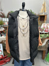 Women's Black Quilted Long Puffer Vest