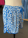 Women's Blue Leopard Elastic Waist Casual Short